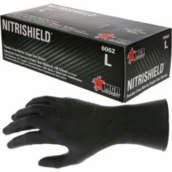 MCR Safety 6062 Nitri Shield Stealth Extra Gloves, 6 MIL, Black, X-Large