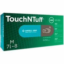 Ansell TouchNTuff 93-250 Nitrile Powder Free Disposable Glove, 5 Mil, Dark Grey, M, 100/Box