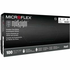Ansell MidKnight® MK-296 Nitrile Powder Free Disposable Gloves, 4.7 Mil, Black, L, 100/Box
