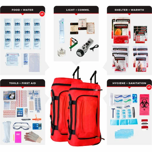 Guardian Survival Gear, Comfort Survival Kit, Wheel Bag, 5 Person