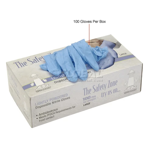Safety Zone Industrial Grade Disposable Nitrile Gloves, Powdered, Medium, Blue, 100/Box, GNDR-MD-1M - Image 9