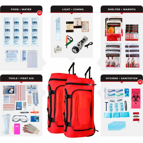 Guardian Survival Gear, Comfort Survival Kit, Wheel Bag, 6 Person