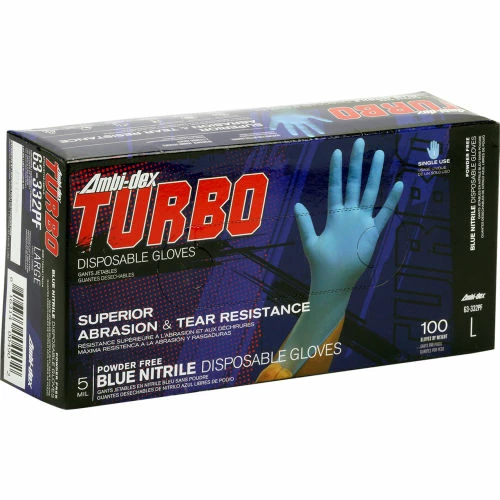 PIP Ambi-Dex® 63-332PF Industrial Grade Nitrile Gloves, Powder-Free, Texturd, Blu, XXL, 100/Box - Pkg Qty 10 - Image 2