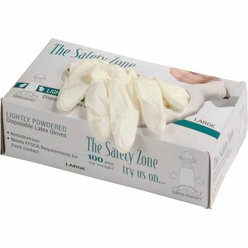 Safety Zone Industrial Grade Latex Gloves, Powdered, Medium, White, 100/Box, GRDR-MD-1-T - Image 4
