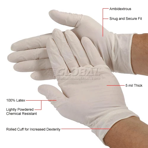 Safety Zone Industrial Grade Latex Gloves, Powdered, Medium, White, 100/Box, GRDR-MD-1-T - Image 6