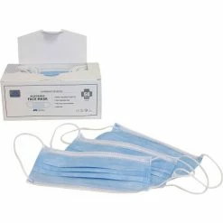 Disposable Face Mask With Ear Loops, Blue, 3-Ply, 50/Box