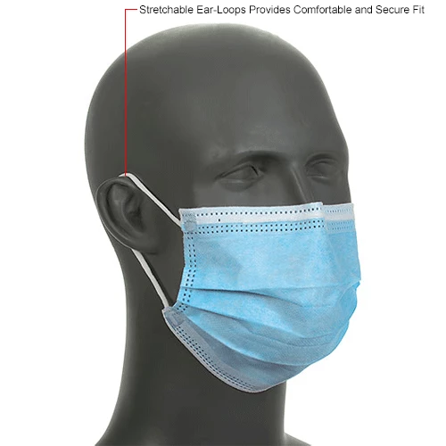 Global Industrial Medical Face Mask, 3-Ply w/Earloops, ASTM Level 2,Individually Wrapped,50/Bx - Image 8
