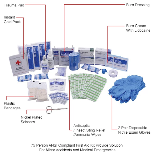 Global Industrial First Aid Refill Kit, 75 Person, ANSI Compliant, Class B - Image 2