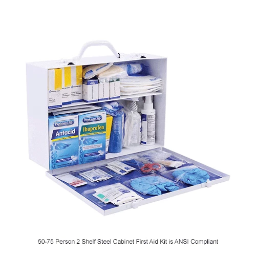 Global Industrial First Aid Kit, 50-75 Person, ANSI Compliant, 2 Shelf Steel Cabinet - Image 3