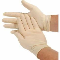 Safety Zone Industrial Grade Latex Gloves, Powder-Free, M, White, 100/Box, GRPR-MD-1-T