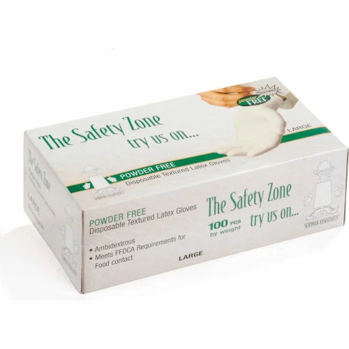 Safety Zone Industrial Grade Disposable Latex Gloves, Powder-Free, Small, Natural, 4 Mil, 100/Box - Image 4