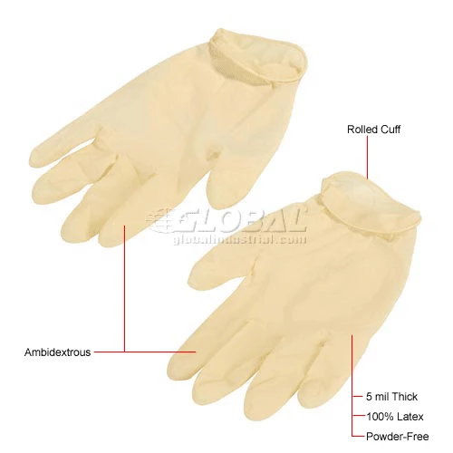 Safety Zone Industrial Grade Disposable Latex Gloves, Powder-Free, Small, Natural, 4 Mil, 100/Box - Image 6