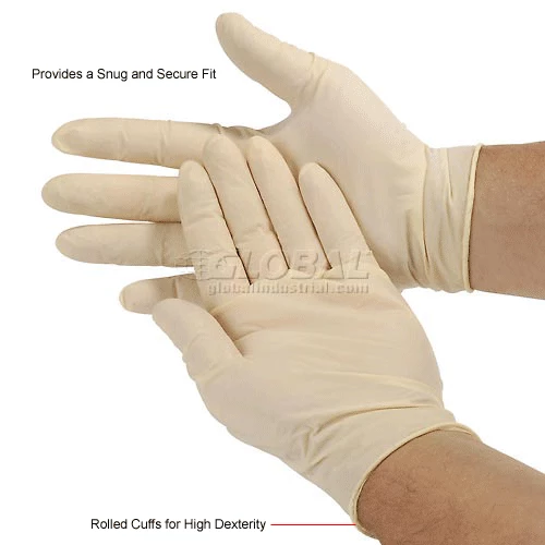 Safety Zone Industrial Grade Disposable Latex Gloves, Powder-Free, Small, Natural, 4 Mil, 100/Box - Image 7
