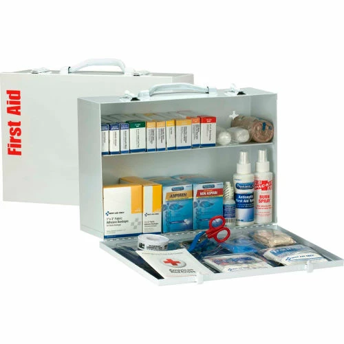 First Aid Only 90572 2 Shelf First Aid Kit w/Meds, ANSI Compliant, Class A+, Metal Cabinet