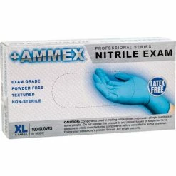 Ammex® APFN Medical/Exam Nitrile Gloves, Powder-Free, Blue, Medium, 100/Box