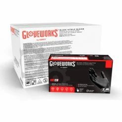 Ammex® GPNB GlovePlus Industrial Grade Nitrile Gloves, Powder-Free, Black, 2XL, 100/Box