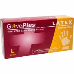 Ammex® GPPFT GlovePlus Medical/Exam Latex Gloves, Powder-Free, Natural, L, 100/Box, 10 Box/CS