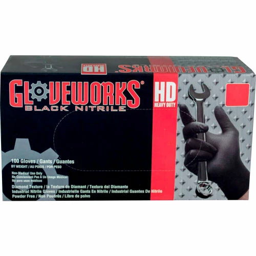 Ammex® GWBN Gloveworks Industrial Grade Textured Nitrile Gloves, Powder-Free, L, Blk, 100/Box - Image 4