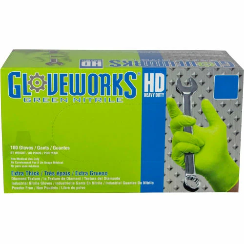 Ammex® GWGN Gloveworks Industrial Grade Textured Nitrile Gloves, Powder-Free, L, Green, 100/Box - Image 4
