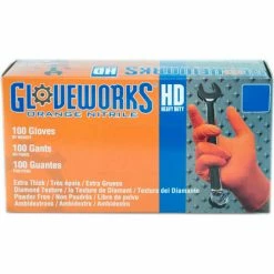 Ammex® GWON Gloveworks Industrial Grade Textured Nitrile Gloves, Powder-Free, Orng, M, 100/Box