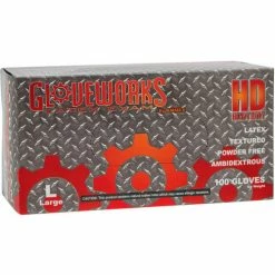 Ammex® ILHD Gloveworks Industrial Grade Latex Gloves, 8 Mil, Natural, L, 100/Box, 10 Box/CS