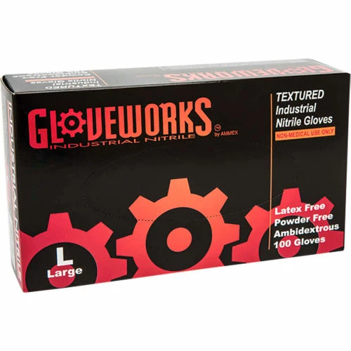 Ammex® Gloveworks Industrial Grade Nitrile Gloves, Powder-Free, Blue, XXL, 100/Box