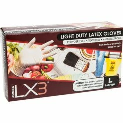 Ammex® LX3 Industrial Grade Latex Gloves, Powder-Free, Natural, M, 100/Box, 10 Box/CS