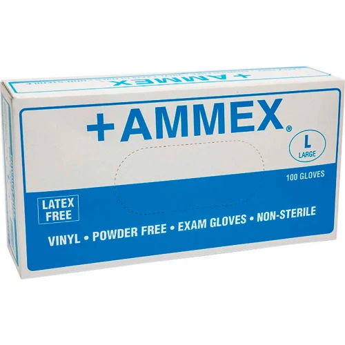 Ammex® VPF Medical/Exam Grade Vinyl Gloves, 4 Mil, Powder-Free, XL, Clear, 100/Box, 10 Box/CS