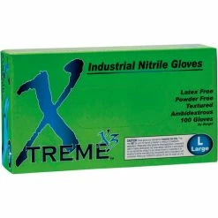 Ammex® X3 Xtreme Industrial Grade Nitrile Gloves, Powder-Free, Blue, Small, 100/Box