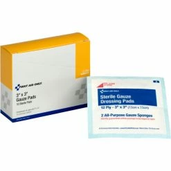 First Aid Only Sterile Gauze Pads, 3" x 3", 10/Box - Pkg Qty 24