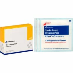 First Aid Only Sterile Gauze Pads, 4" x 4", 10/Box - Pkg Qty 24