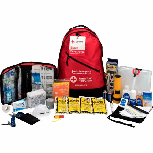 First Aid Only American Red Cross 91051 Emergency Preparedness Backpack, Red Cross, Basic