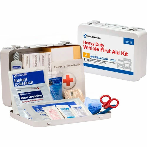 First Aid Only Heavy Duty Vehicle Metal First Aid Kit, 25 Person, ANSI Compliant, Class A