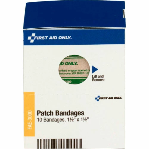 First Aid Only FAE-3000 SmartCompliance Patch Bandages, Plastic, 1 1/2"X 1 1/2", 10/Box, Refill
