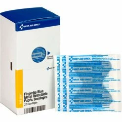 First Aid Only FAE-3041 SmartCompliance Refill Fingertip Metal Detectable Bandages, Blue, 20/Box