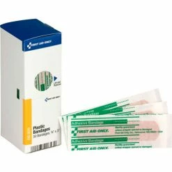 First Aid Only FAE-3070 SmartCompliance Refill Adhesive Plastic Bandages, 3/4"X 3", 50/Box