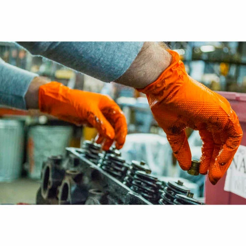 Ammex® GWON Gloveworks Industrial Grade Textured Nitrile Gloves, Powder-Free, Orng, M, 100/Box - Image 8