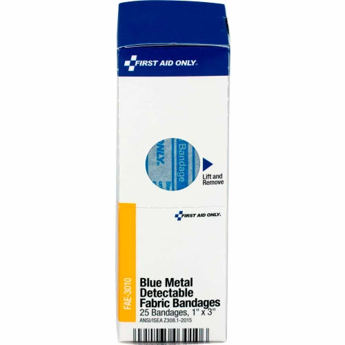 First Aid Only FAE-3010 SmartCompliance Refill Metal Detectable Bandages, Blue, 1"X 3", 25/Box - Pkg Qty 24 - Image 3