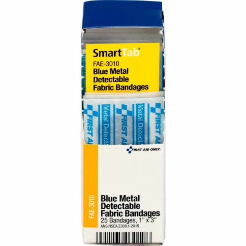 First Aid Only FAE-3010 SmartCompliance Refill Metal Detectable Bandages, Blue, 1"X 3", 25/Box - Pkg Qty 24 - Image 2