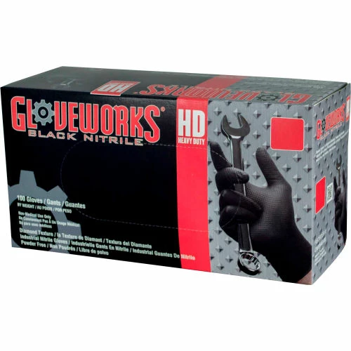 Ammex® GWBN Gloveworks Industrial Grade Textured Nitrile Gloves, Powder-Free, XL, Blk, 100/Box - Image 3