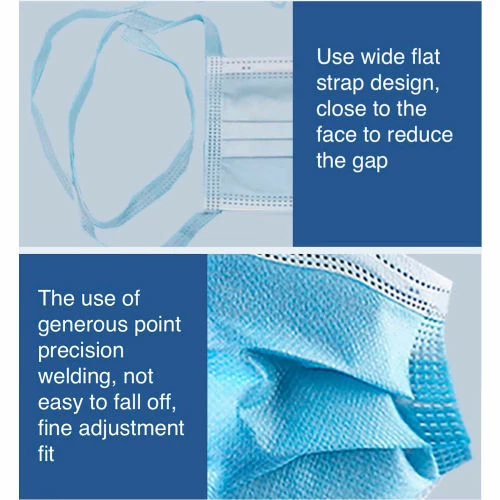 Global Industrial Disposable Medical Face Masks, 3-Ply with Ties, Individually Wrapped, Blue, 50/Box - Image 9