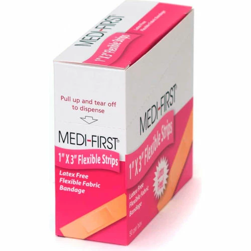 Medi-First Latex-Free Woven Bandage Strip, 1"x 3", 50/Box, 62250