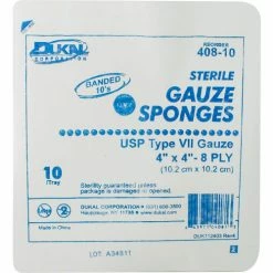 Dukal Gauze Sponge, 4" x 4", Sterile Tray, 8-Ply, 10/Tray, 128 Tray/Case
