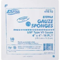 Dukal Gauze Sponge, 4" x 4", Sterile Tray, 16-Ply, 10/Tray, 128 Tray/Case
