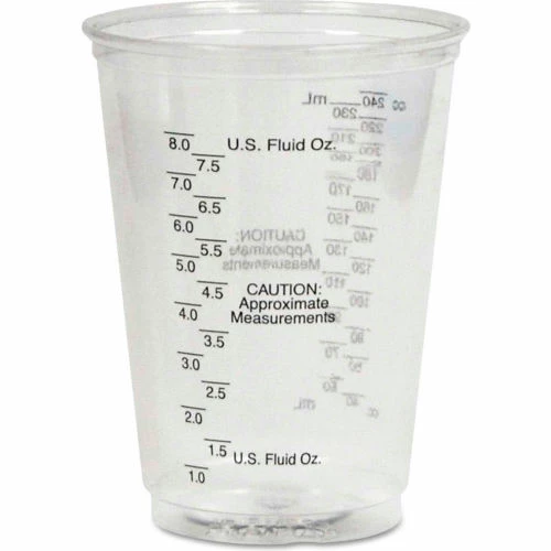 Dart® Plastic Medical & Dental Cups, Graduated, 10 oz, Clear, 50/Bag, 20 Bags/Carton