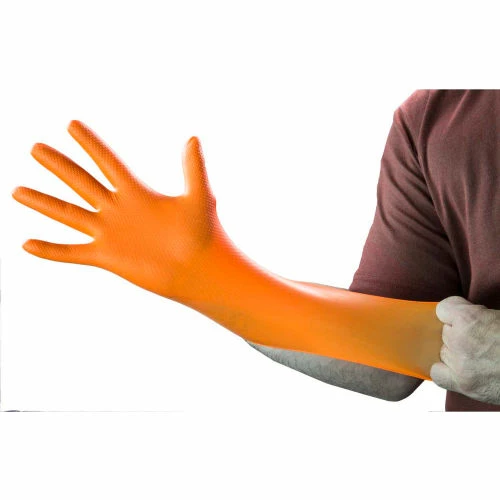 Ammex® Gloveworks Industrial Grade Disposable Nitrile Gloves, Powder-Free, Orange, XL, 100/Box - Image 5