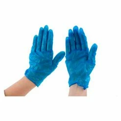 Safety Zone GVDL-1 Industrial Grade Vinyl Gloves, 3.2 Mil, Powdered, L, Blue, 100/Box, 10 Boxes /Cs