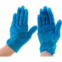 Safety Zone GVP9-LG-1C-BL Indsutrial Grade Vinyl Gloves, Powder-Free, 4.5 Mil, Blu, L, 100/Bx, 10Bx/