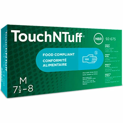 Ansell TouchNTuff® 92-675 Industrial Disposable Gloves, Powder Free, Blue, Large, 100 Gloves/Box - Image 2