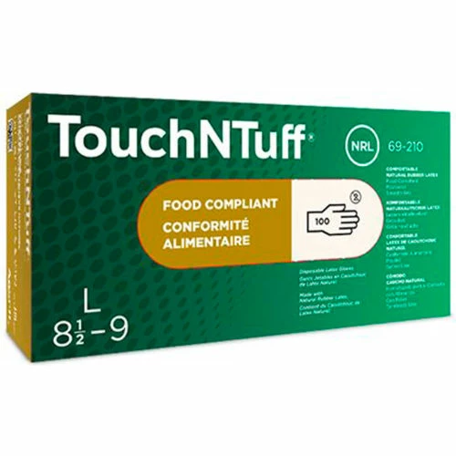 Ansell TouchNTuff® 69-210 Industrial Grade Latex Gloves, Powdered, Natural, M, 100 Gloves/Box - Image 2